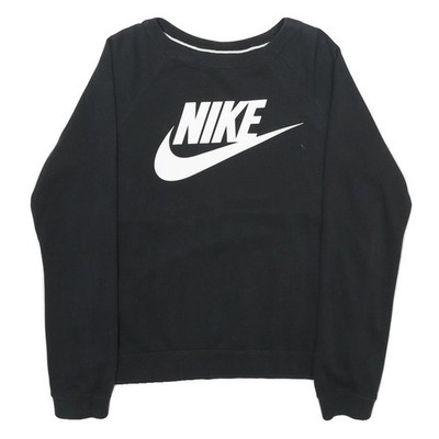 NIKE Herren Schwarz Sweatshirt Rundhals S Baumwollmischung Pullover Freizeit Sportbekleidung