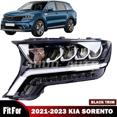 Fit 2021-2023 Kia Sorento Gloss Black Headlight Driver Left Side Black Trim