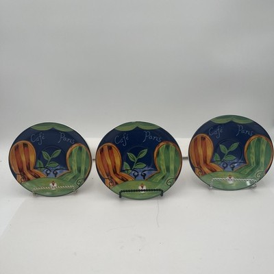 Set of 3 Sango Cafe Paris 4914 Luncheon Salad Plates 8.25  Replacement 1994
