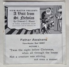 1958 Night Before Christmas View Master 3 Reel Set  Book B382 Santa