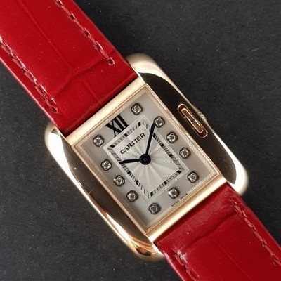 Cartier Tank Anglaise W5310027 30mm Neuwertig Roségold mit Diamant CL77Ot