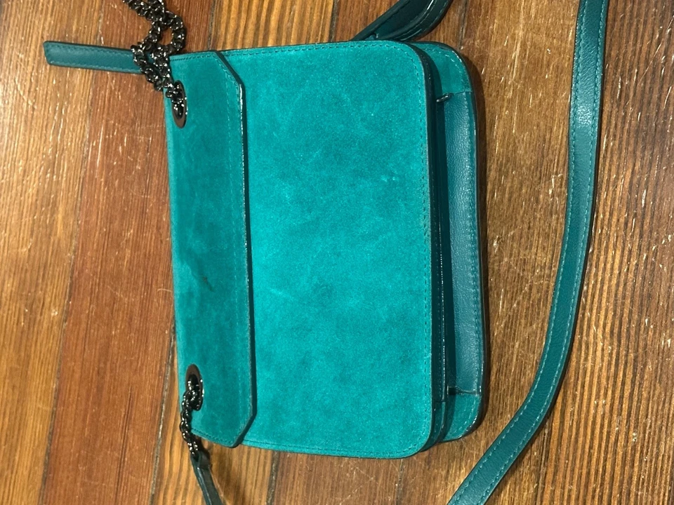 Bolso Bandolera JIMMY CHOO Gamuza Verde con Correa Gunmetal Plata - Pequeño Foto 4 de 4