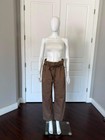 BRUNELLO CUCINELLI BROWN PAPER BAG COTTON TAPERED PANTS WITH BELT SIZE 4 — photo 3