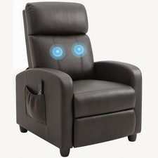 Image of HOMCOM Recliner Sofa Chair PU Leather Massage Armcair w/ Remote Control, Brown