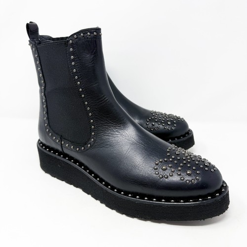 Pons Quintana Black Leather Studded Chelsea Boots Made in Spain Women’s Size 40