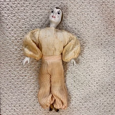 Female Cloth Body Project Doll Porcelain Limb/Head Gold Painted Hair VTG/Antique