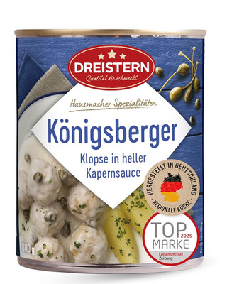 DREISTERN Königsberger Klopse 800G I 8 Klopse in Heller Kapernsauce I Herzhaftes