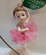 Kurt Adler Little Girl Ballerina Ornament Brand New, Adorable 3.5" Dark Pink