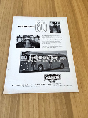 1959 NEW WILLOWBROOK SERVICE BUS FOR GRIMSBY CLEETHORPES TRANSPORT VINTAGE AD