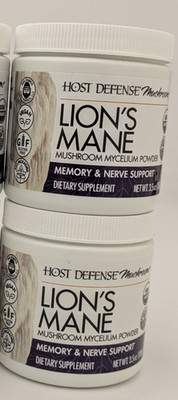 2 Host Defense Lion's Mane Mushroom Mycelium Powder Memory & Nerve Support 6/27