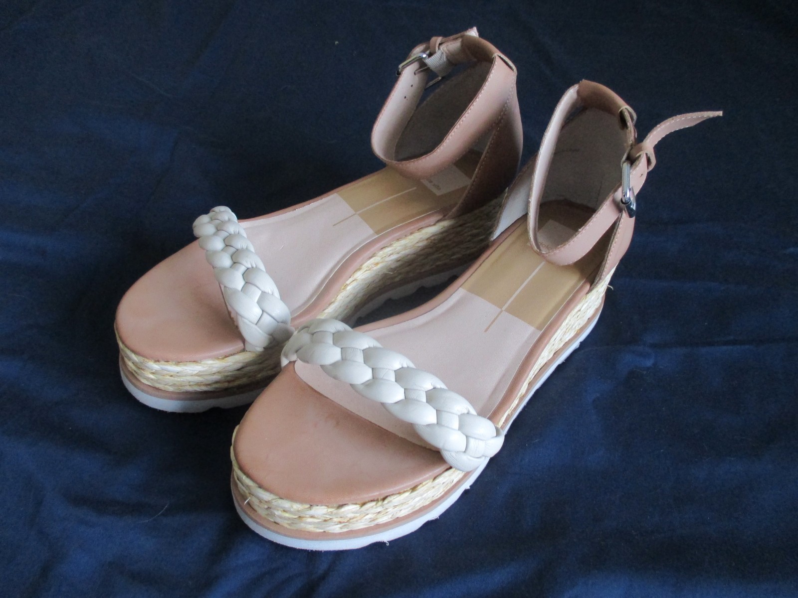 Dolce Vita Sandals Womens 10  Wedge Heel Ankle Strap Espadrille Tan White   New?