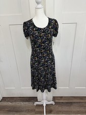 NWT Women’s Amazon Essentials Black Floral Short-Sleeve A-Line Dress XS