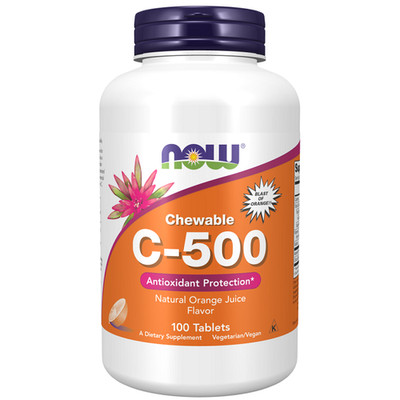 Vitamin C-500 mg 100 Kautabletten mit Orangengeschmack Now Foods