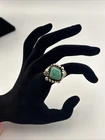 Vintage Navajo Sterling Silver Large Turquoise Rope Statement Ring