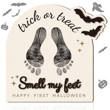 Beeveer Baby's First DIY Footprint Art Wooden Milestone Card Keepsake Little ...