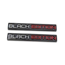 2X Chrome Metal Black Edition Logo Car Emblem Auto Badge 3D Black White Red