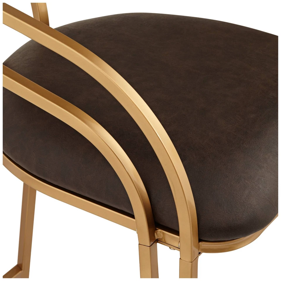 Tanner Gold Bar Stool 30" High Modern Brown Cushion for Kitchen Counter Island - Image 3 of 4