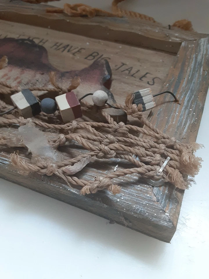 PRIM CABAÑA PESCA Aparejos Cebo Tienda Puerta Madera Pared Letrero Placa Hombre Cueva Náutica Foto 3 de 4