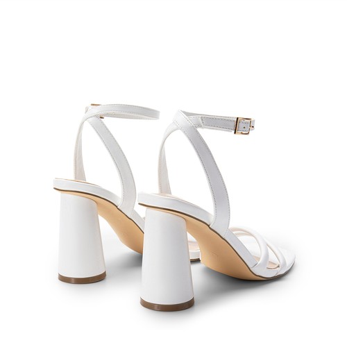Women Strappy Round High Heel Open Square Toe Ankle Strap Heel Sandals - Picture 12 of 56