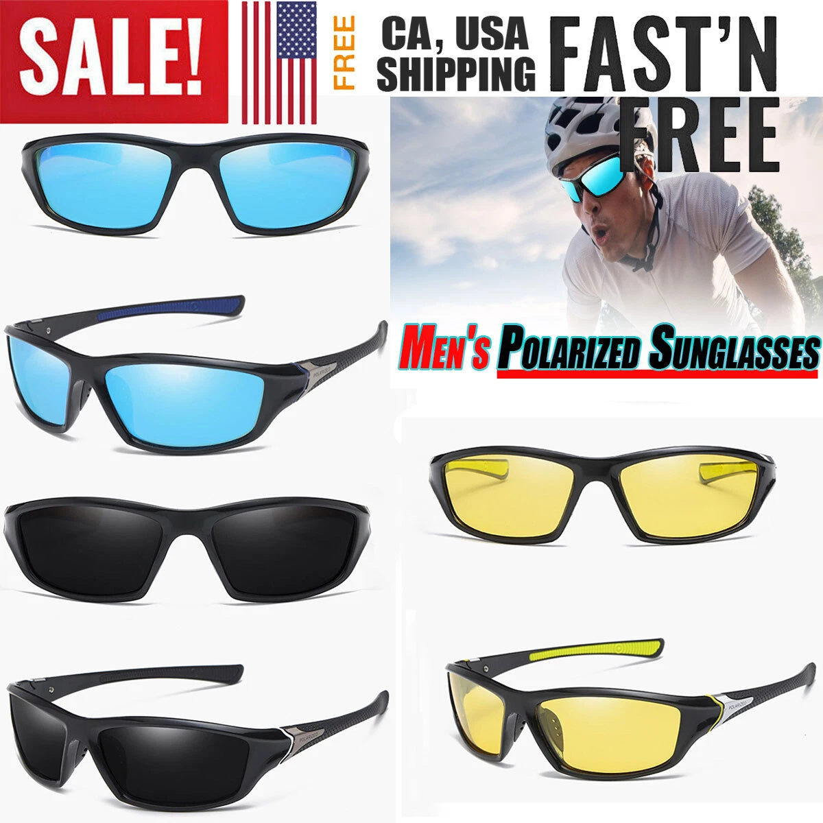 Polarized Men Wrap Around Fashion Sunglasses Fishing Golf Running