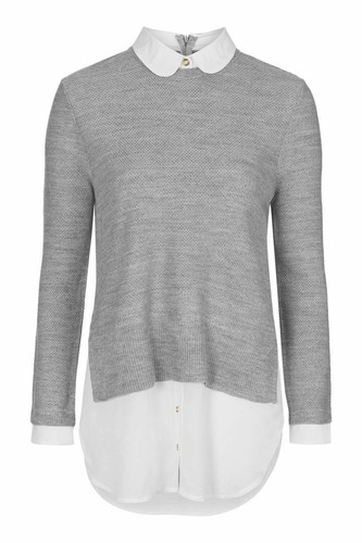 Topshop Round Collar Waffle Knit Hybrid 