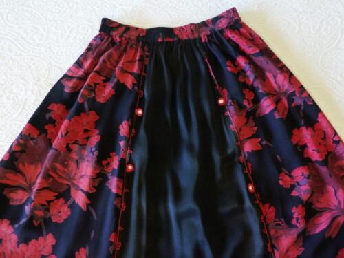 Maxi Falda Completa Tienda Ho Negra Rosa Ciruela Floral Rayón Bordado Cachimba OS USADA EN EXCELENTE ESTADO - Imagen 7 de 12