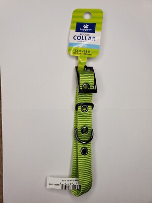 Petsmart Top Paw Buckle Adjustable Collar Lime Green Gun Metal SMALL 12in 16in eBay
