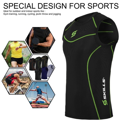 Mens Compression Armour Base Layer Tops Running Sleeveless Sports Skin Shirt - Picture 31 of 55