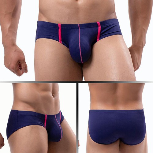 Hombres Sexy Bolsa Abultada Bikini Calzoncillos Sedoso Suave Malla Transpirable Ropa Interior BragasU - Imagen 9 de 27