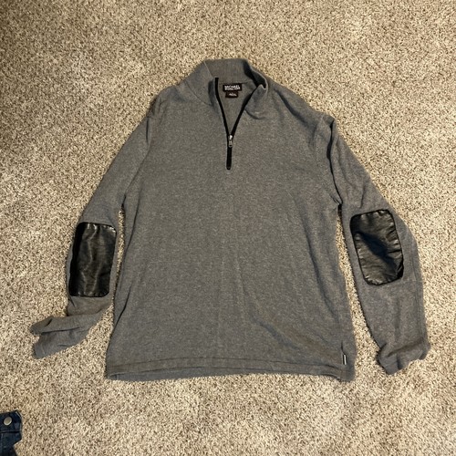 Men's MICHAEL KORS Gray Waffle Long Sleeve 1/2 Zip Sweater Size L - Picture 2 of 4