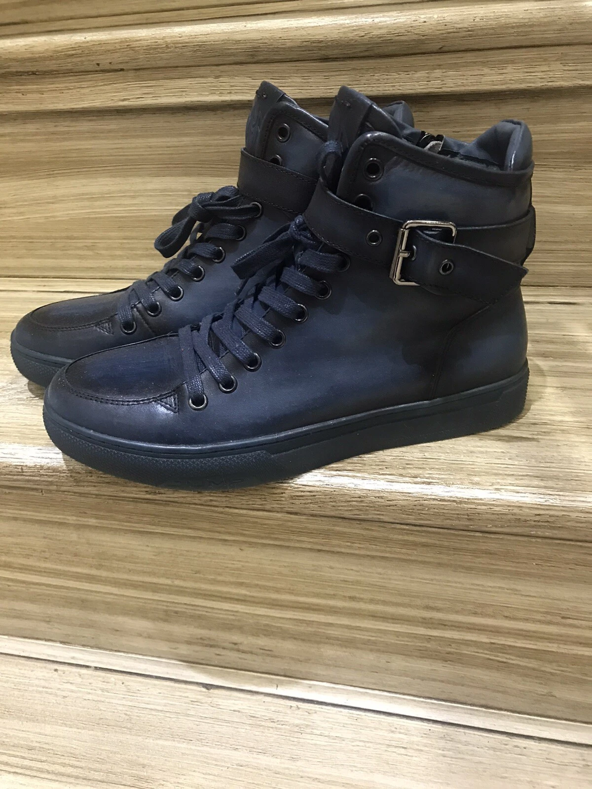 Jump New York Mens Leather High Top Sneakers, Size 8.5, Navy Blue