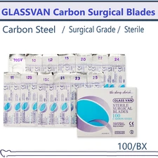 GLASSVAN Sterile Surgical Blades #10 11 12/12B 15/15C 21 22 24 25 60 70, 100/Pk