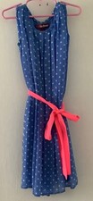 Pre Owned Epic Threads Girls Pleated Polk Dot Blue/White Sleeveless Dress,SZ S