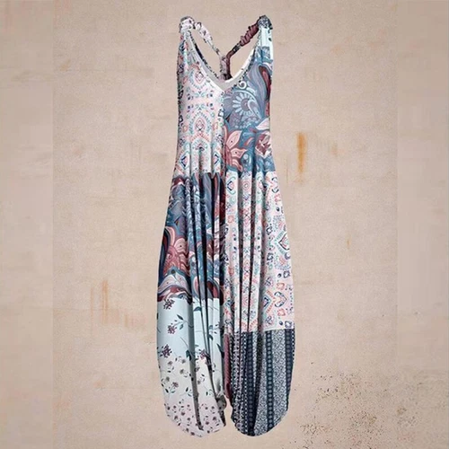 Mujeres Boho Floral Espalda Corredora Mono Damas Informal Suelto Pierna Ancha Pantalones Mameluco - Imagen 44 de 56