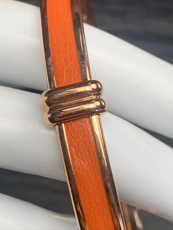 Brazalete Brazalete Bronce Milor Italia Oro Rosa Naranja Brillante Cuero Nuevo Con Etiquetas Foto 3 de 4
