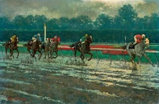 ARTHUR SARNOFF Poster or Rolled Canvas Print "In Front By a Mile" Horse Racing