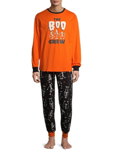 Halloween Pajamas Mens 2 Piece Set Size Large Boo Crew Shirt + Joggers Pants NEW