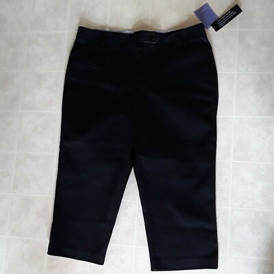 Laura Scott Womens Black Crop  capri pants Sz 16 NEW