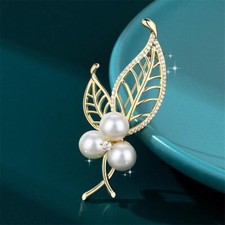 Enamel Crystal Brooch Charm Flower Pearls Women Pin Corsage Jewellery Rhinestone