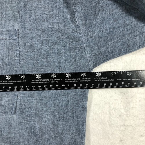 For Her Paris Womens Linen Blend Top Sz 2X Blue Button-Up Roll Tab Sleeve Italy - Picture 12 of 13