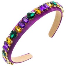 LUXURY HANDMADE PURPLE/GOLD/GREEN RHINESTONE HEADBAND HAIR ACCESSORY, RACES