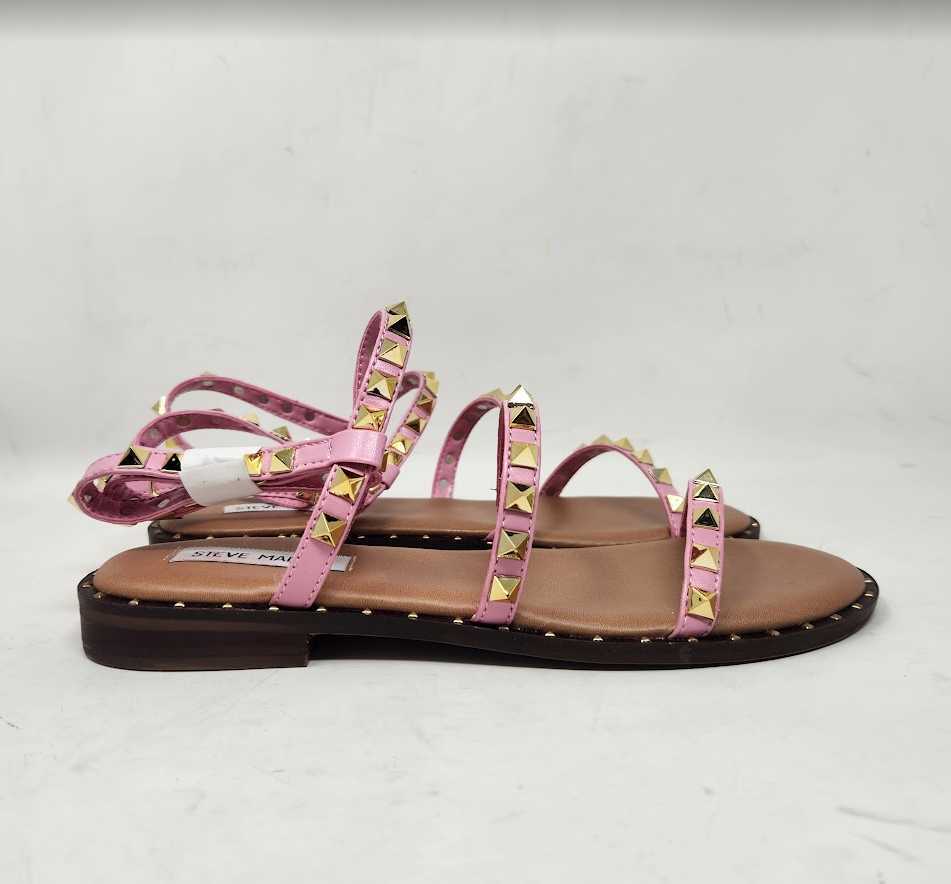 Women's 7 Steve Madden pink travel flat pyramid studded gladiator sandals |  eBay