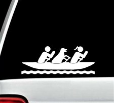 Kayak Decal Couple Kayaking with Dog Sticker for Car Window BG 673