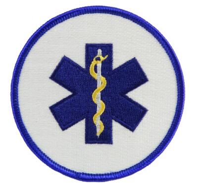 PARAMEDIC UNIFORM PATCH Star of Life Ambulance EMT/EMS embroidered iron-on BLUE