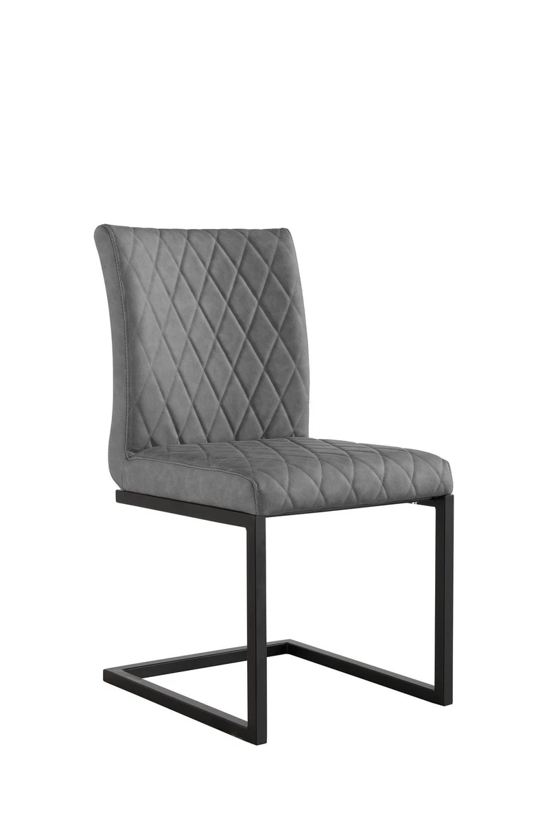 Modern Set of 2 Diamond Stitched Dining Chairs In Grey Pair eBay