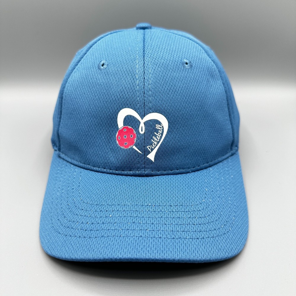 Pickleball Heart Tennis Hat Blue Sport-Tek Adjustable Polyester Adult Cap