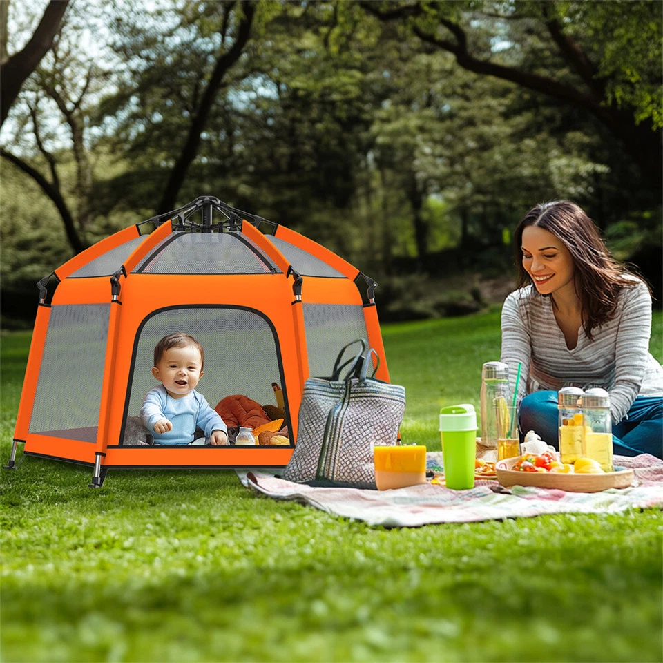 Baby Playpen Beach Tent Foldable with Canopy Travel Bag Mosquito Net Pop Up Pack - Image 2 of 4