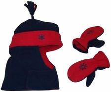 NICE CAPS Boys Toddler Baby Wrap Around Hat and Mitten Winter Snow Headwear Set