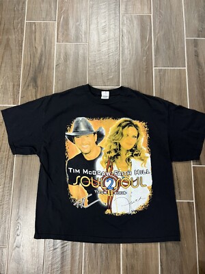 Tim McGraw Faith Hill Soul 2 Soul World Tour T Shirt Mens Size XL Black Short 