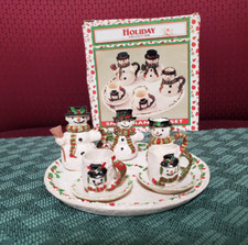 Holiday Collection Gifts 8 Piece Snowman Mini Tea Set Christmas Holiday New 